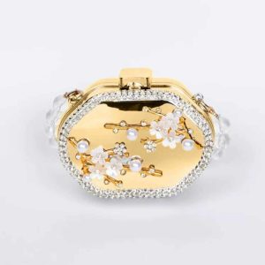 Elegant Bridal Party Clutch Purse – Gold Crystal Handbag